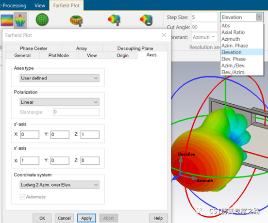 cst软件如何理解远场的坐标、分量和极化
