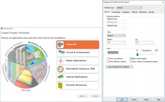 cst软件如何设置背景属性