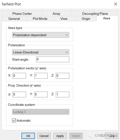 cst软件如何理解远场的坐标、分量和极化