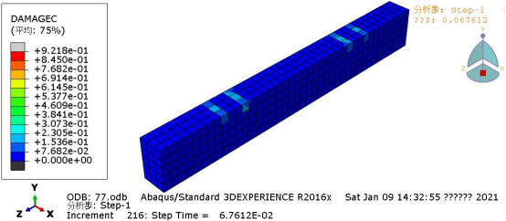 第 216 步时的受压破坏图