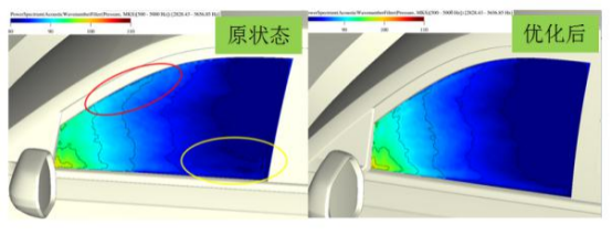 优化前侧窗声压级云图