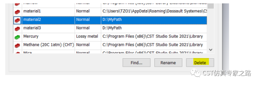 cst软件如何添加和管理自定义的材料