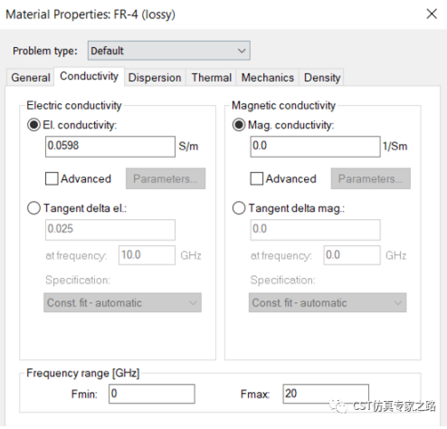 cst软件如何定义复介电常数---电导率cond与损耗角tand