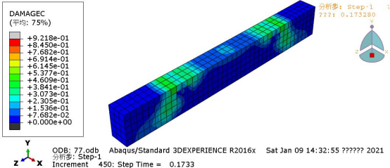 第 450 步时的受压破坏图