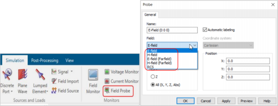 cst如何设置场探针？
