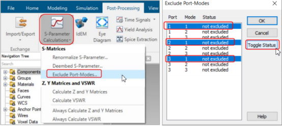cst软件如何导出部分模式或者部分端口的s参数