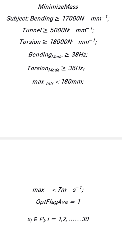 白车身多学科联合优化的数学表达式