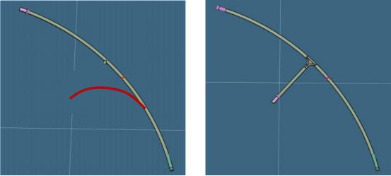 理想支洞过度示意图 图 14. 设计支洞过度示意图