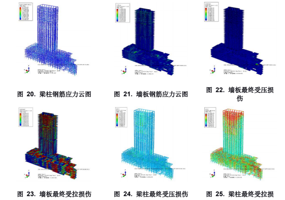 钢筋应力以及受拉受压损伤云图