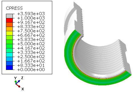 图 11 螺母与机体接触面接触压力云图