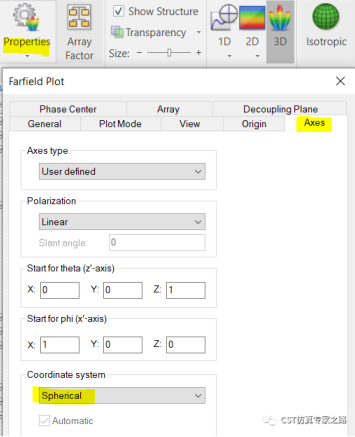 cst软件如何理解远场的坐标、分量和极化