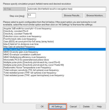 cst软件如何得到方向性系数随频率扫描的曲线